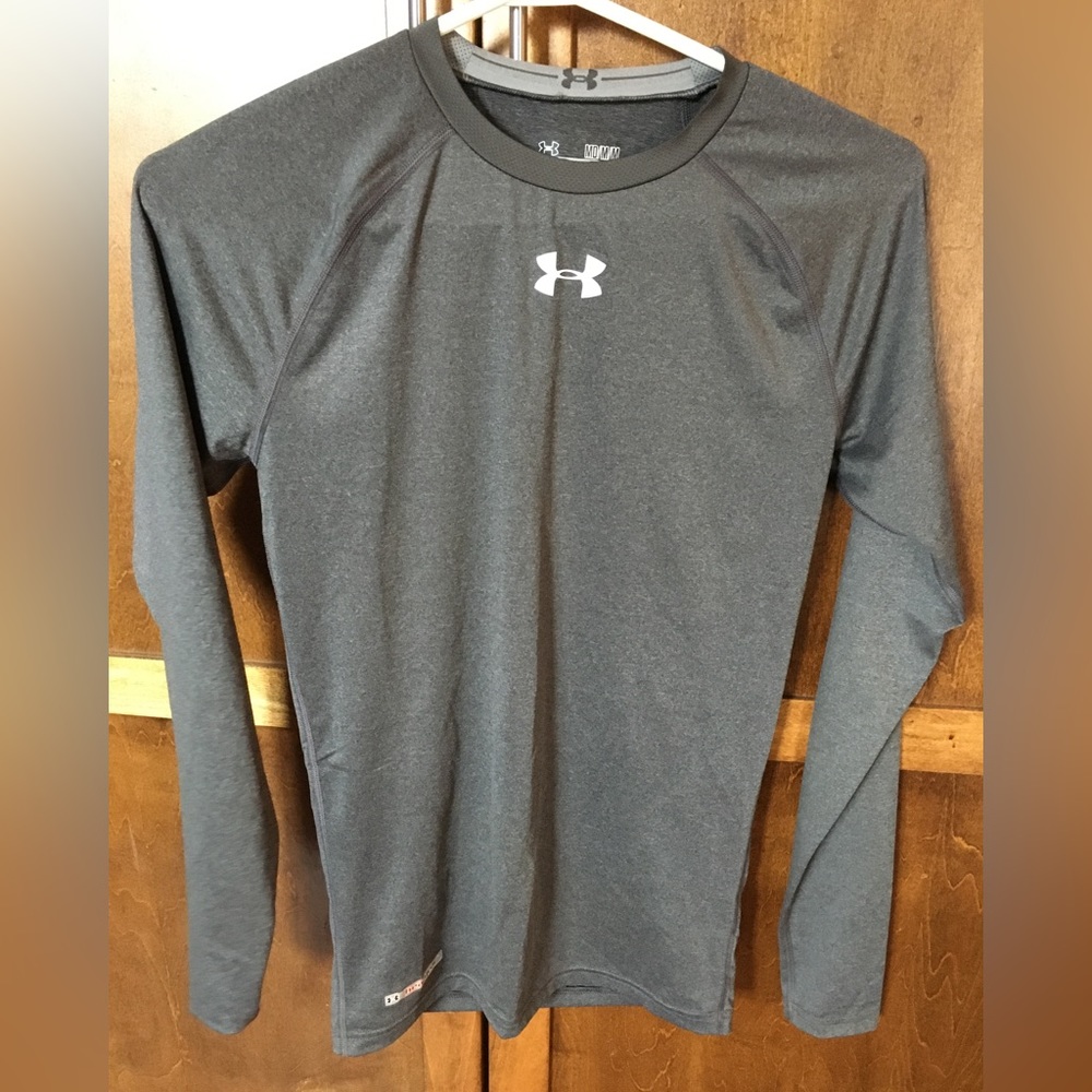 Under Armour grey compression long sleeve shirt.